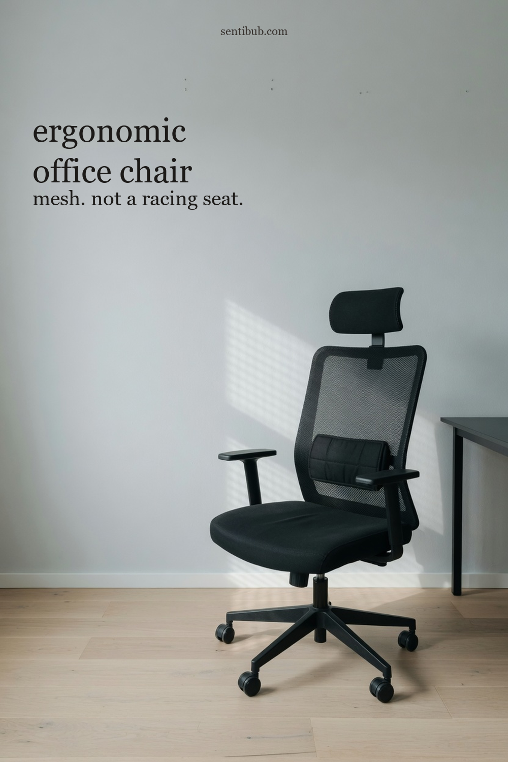black mesh ergonomic office chair with a headrest