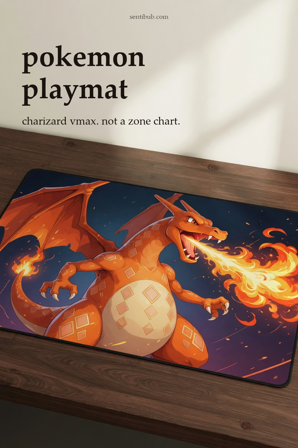 pokemon playmat with a charizard vmax illustration